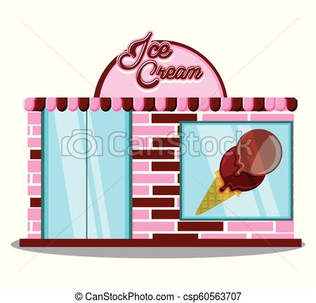 450x432 Ice Cream Shop Facade Vector Illustration Design