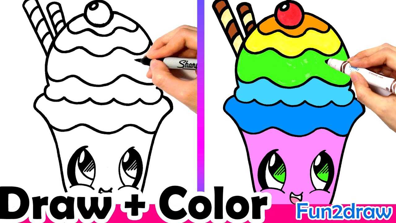 1280x720 How To Draw A Rainbow Sundae Cute + Easy