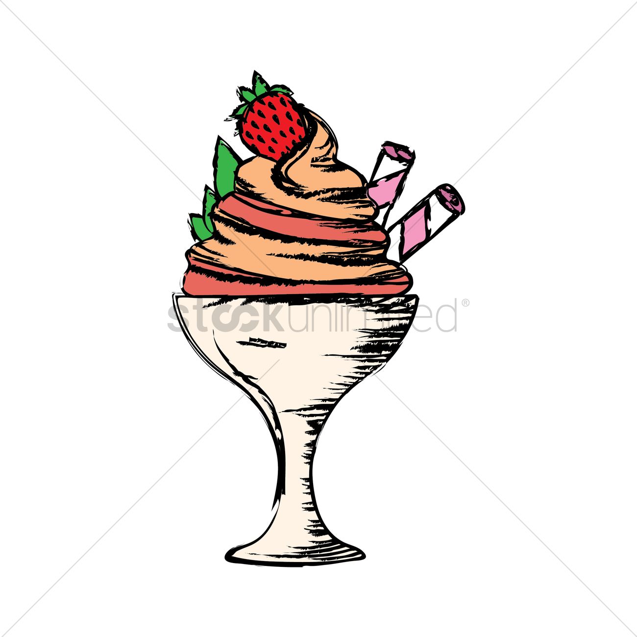 1300x1300 Ice Cream Sundae Vector Image