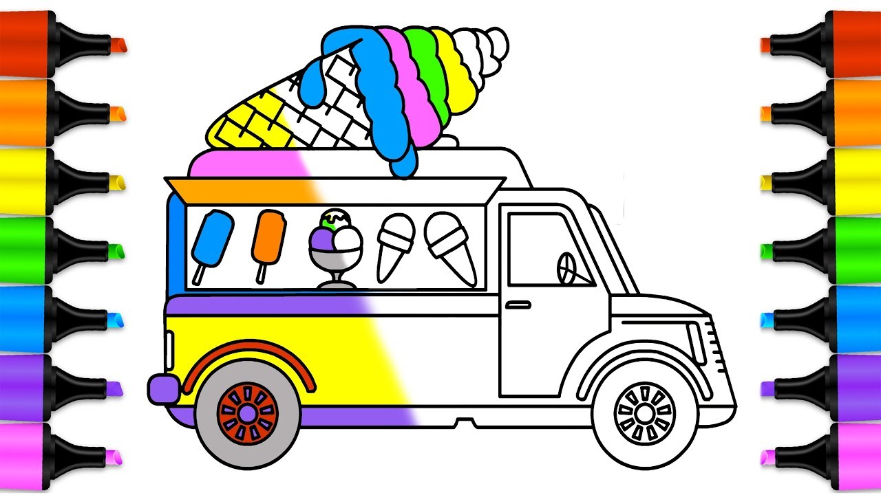 1280x720 How To Draw Ice Cream Truck Coloring Pages Ice Cream Art Colors