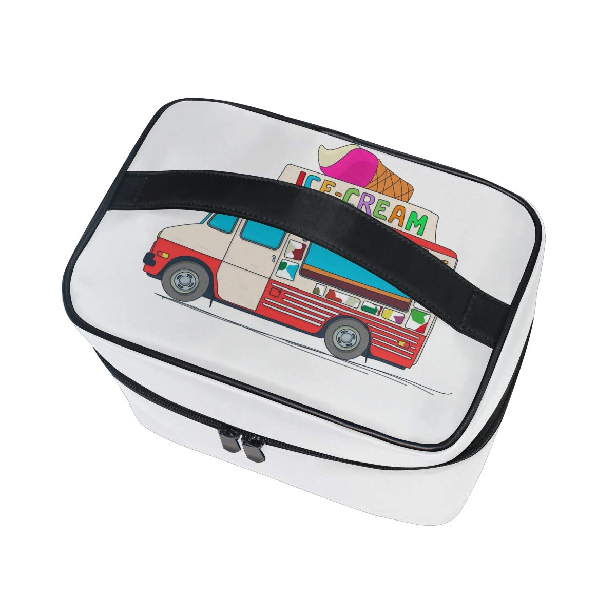 1200x1200 Large Cosmetic Bag Ice Cream Truck Drawing Portable