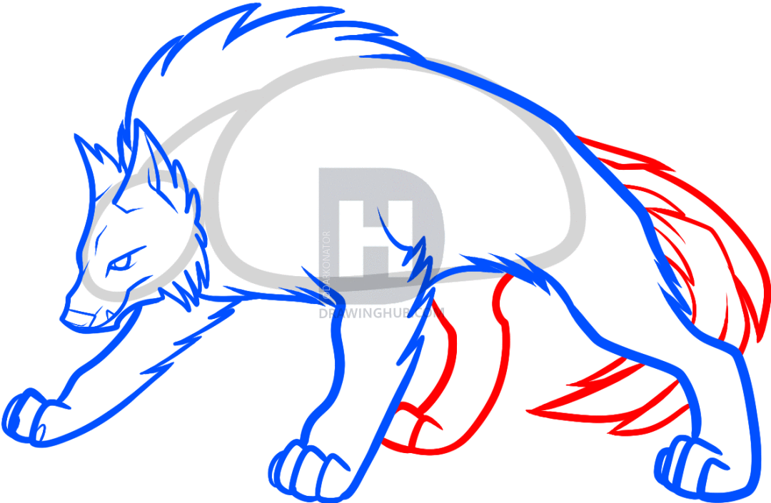 1080x705 How To Draw An Ice Wolf, Snow Wolf, Step