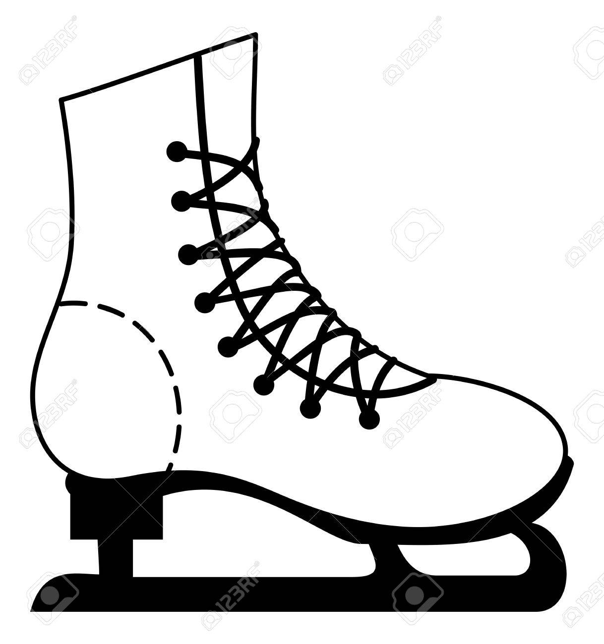 1218x1300 Temporary Ice Skate Boots Contour Vector Clip Art Royalty Free
