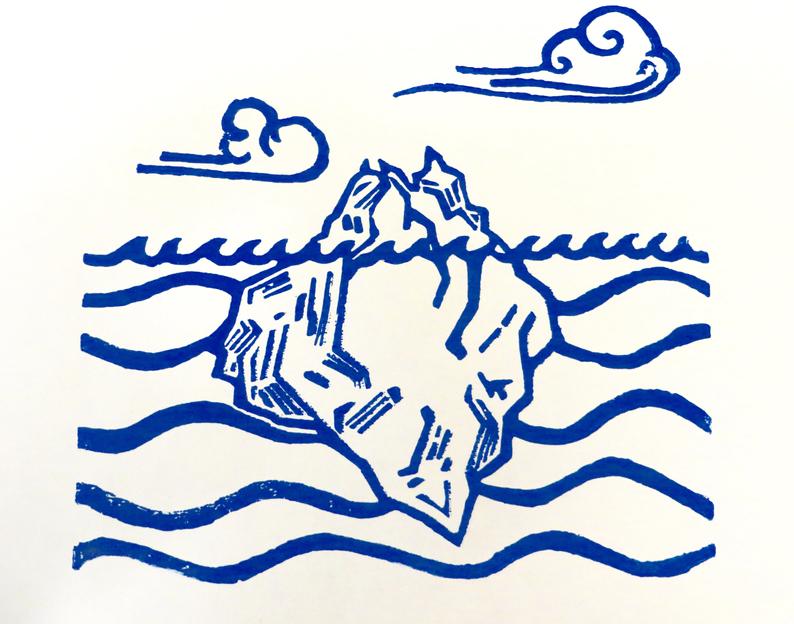 794x624 Iceberg Handmade Linocut Block Print Etsy