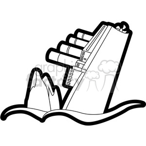 300x300 Sinking Ship From An Iceberg Black And White Clipart Royalty Free