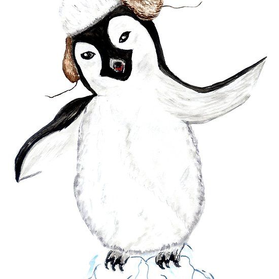 550x550 Cartoon Penguin On Iceberg Artsy In Cartoon, Sketches