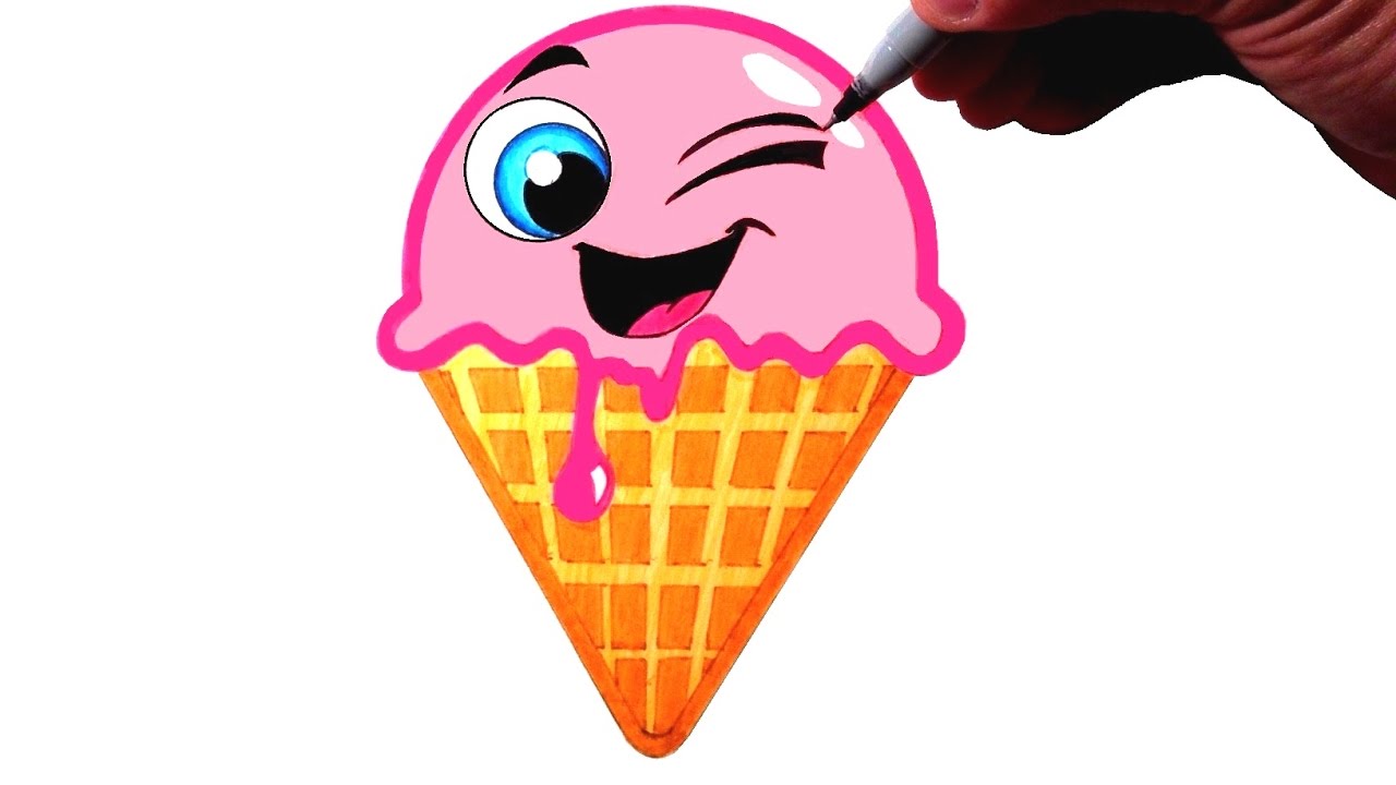 1280x720 How To Draw A Cute Winking Ice Cream Cone