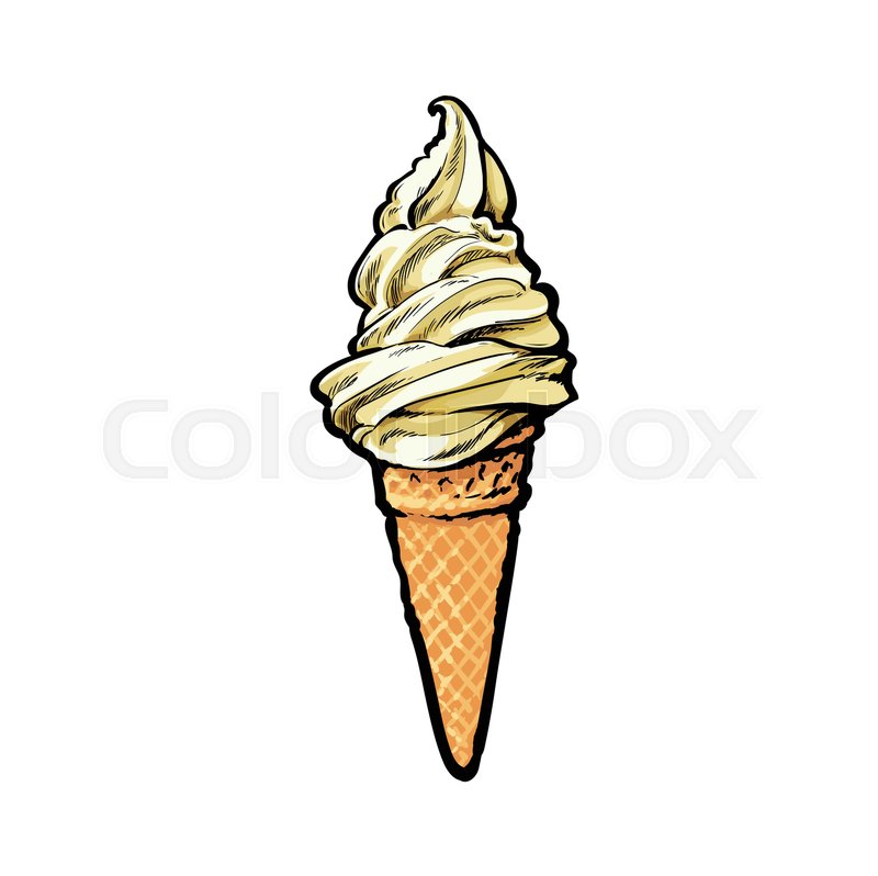 800x798 Vector Sketch Ice Cream Waffle Cone Stock Vector Colourbox