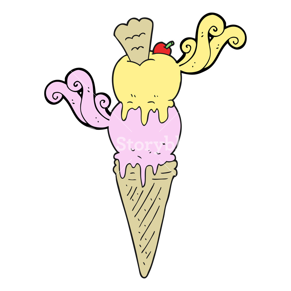 1000x1000 Freehand Drawn Cartoon Ice Cream Cone Royalty Free Stock Image