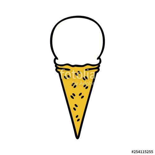 500x500 Quirky Hand Drawn Cartoon Vanilla Ice Cream Cone Stock Image