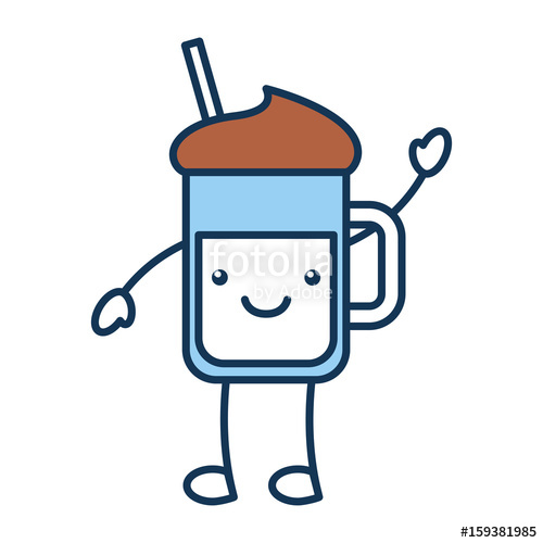 500x500 Iced Coffee Glass Kawaii Character Vector Illustration Design
