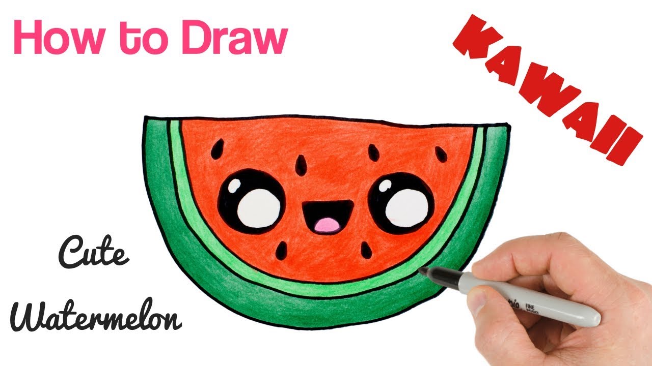 1280x720 How To Draw A Watermelon Cartoon And Cute Super Easy