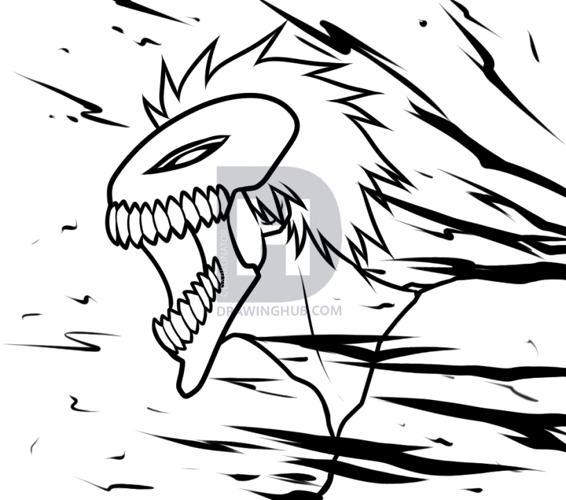 816x720 How To Draw Hollow Ichigo, Step