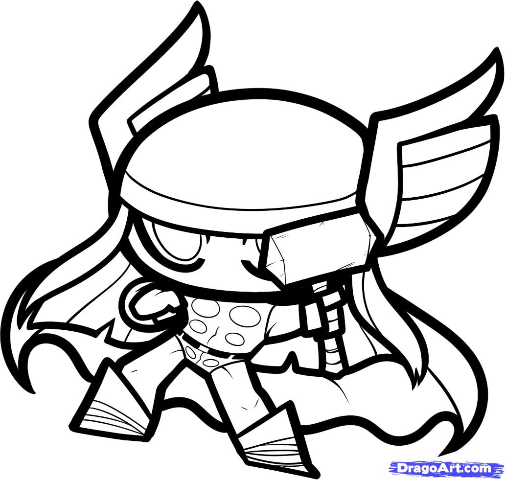 1032x981 Thor Cartoon Drawing