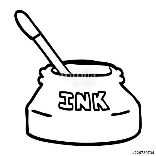 500x500 Line Drawing Cartoon Ink Pot Stock Image And Royalty Free Vector