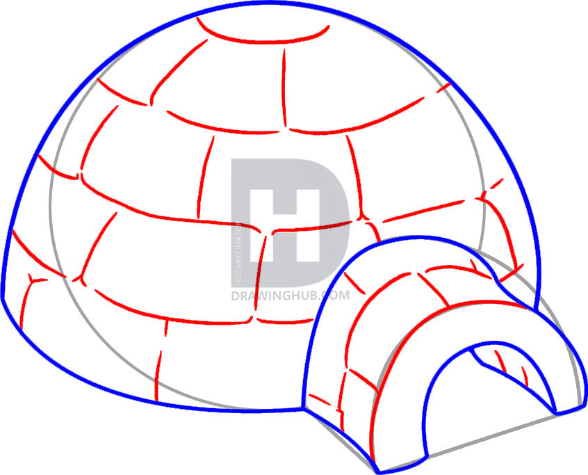 Иглу рисунок поэтапно