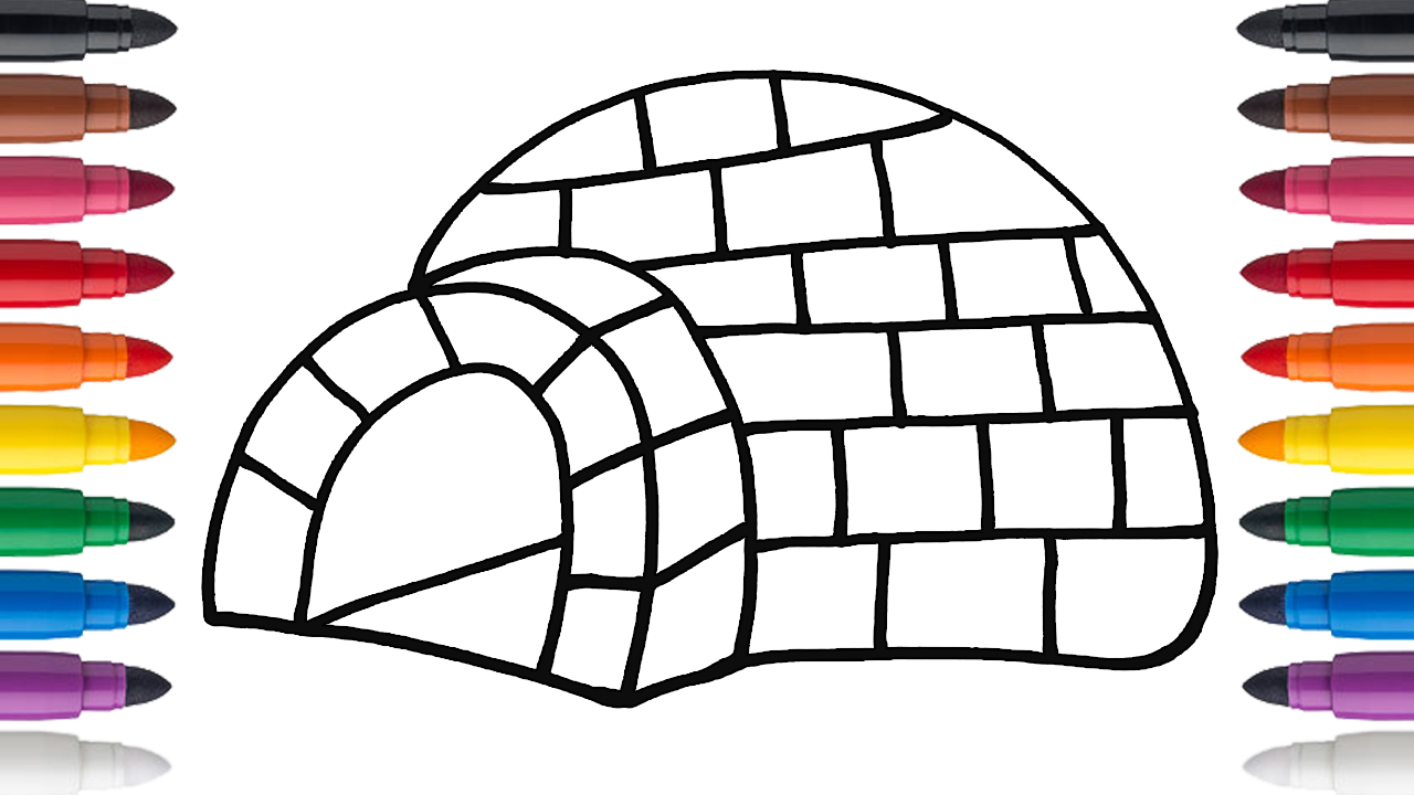 1280x720 Learn How To Draw And Color An Igloo House For Kids