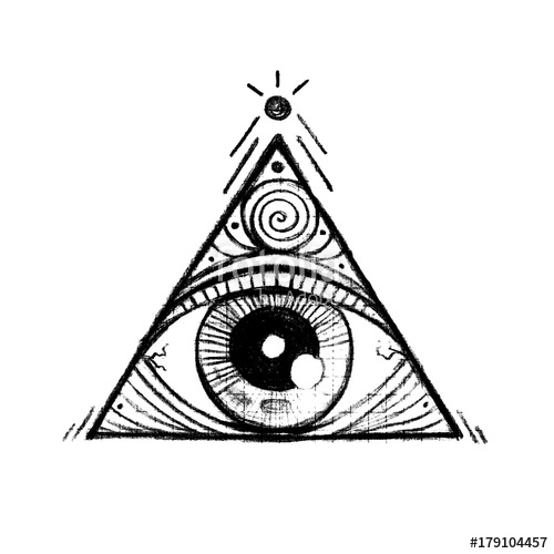 500x500 A Pyramid With A Eye Inside Hand Drawn Isolated Symbol Magic