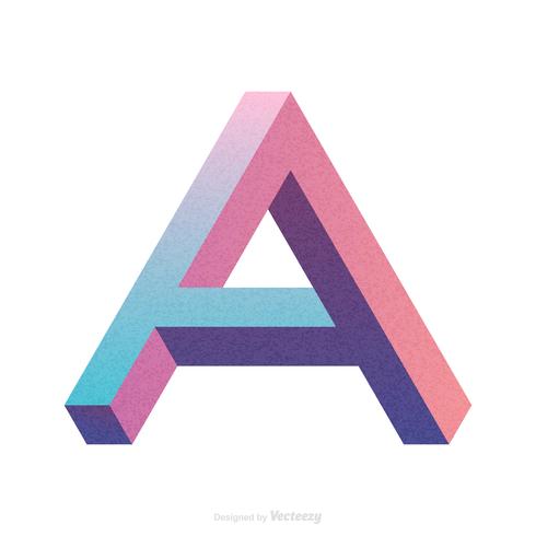 490x490 Isometric Letter A Typography Vector Design