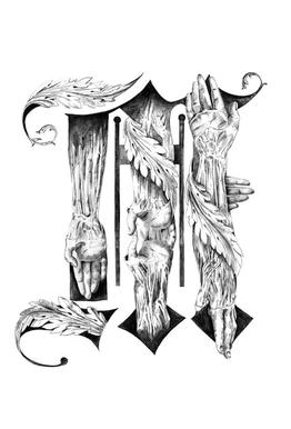 262x386 blackletter m drawing en affiche par birgit palma juniqe ch