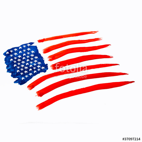 500x500 American Flag Independence Day Drawing Watercolor Stock Photo