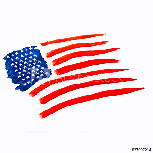 500x500 American Flag Independence Day Drawing Watercolor