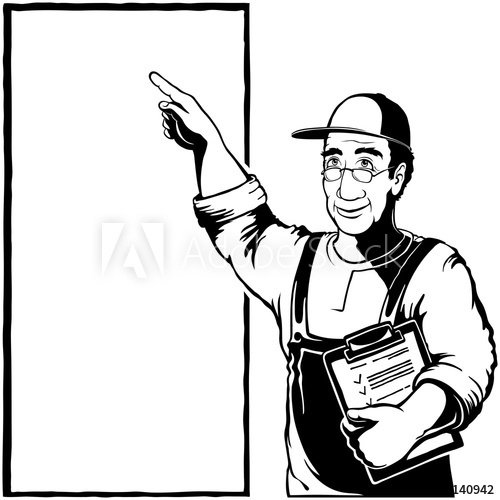 500x500 Service Man Shows With Index Finger On Poster With Copy Space