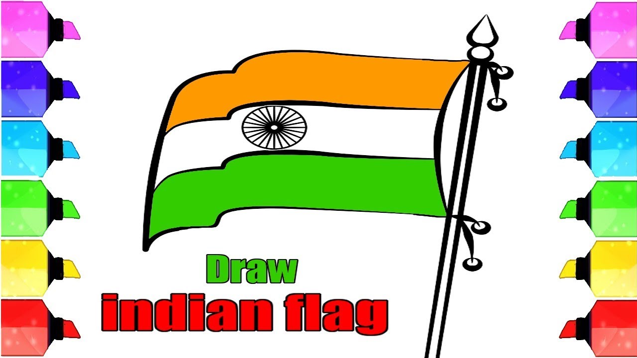 1280x720 Indian Flag Drawing