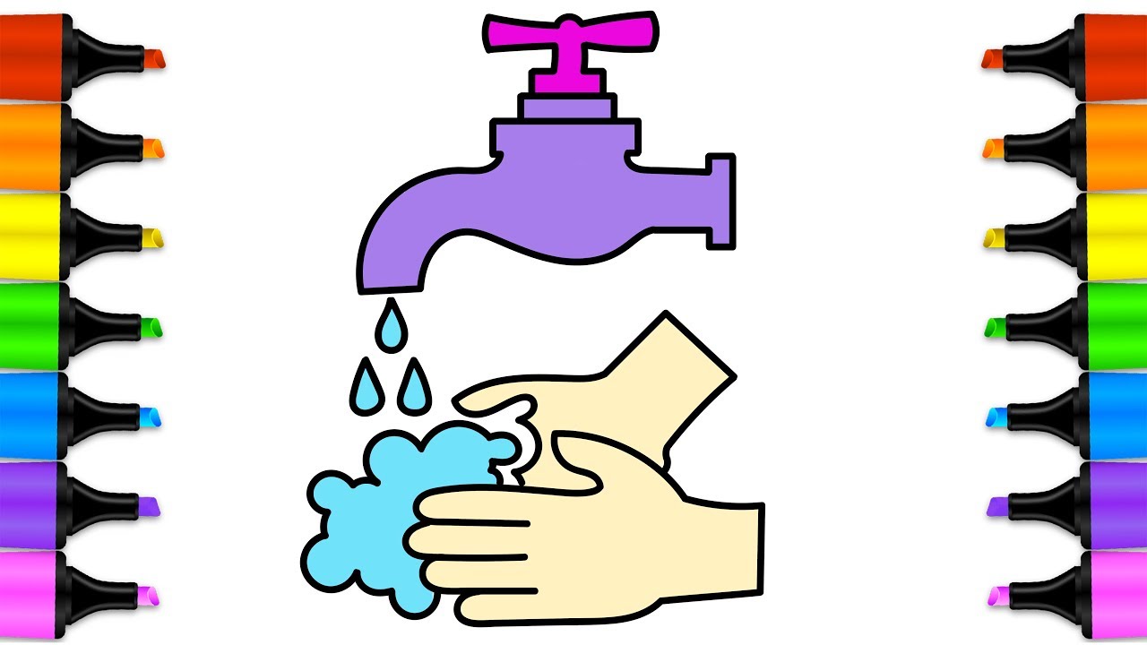 1280x720 how to draw wash your hands baby hand wash drawing coloring