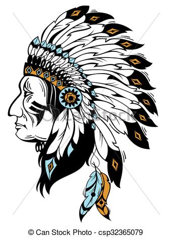341x470 Vector Illustration With Indian Chief