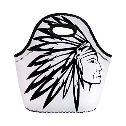 425x425 Semtomn Lunch Tote Bag Head Red Indian Chief Wearing