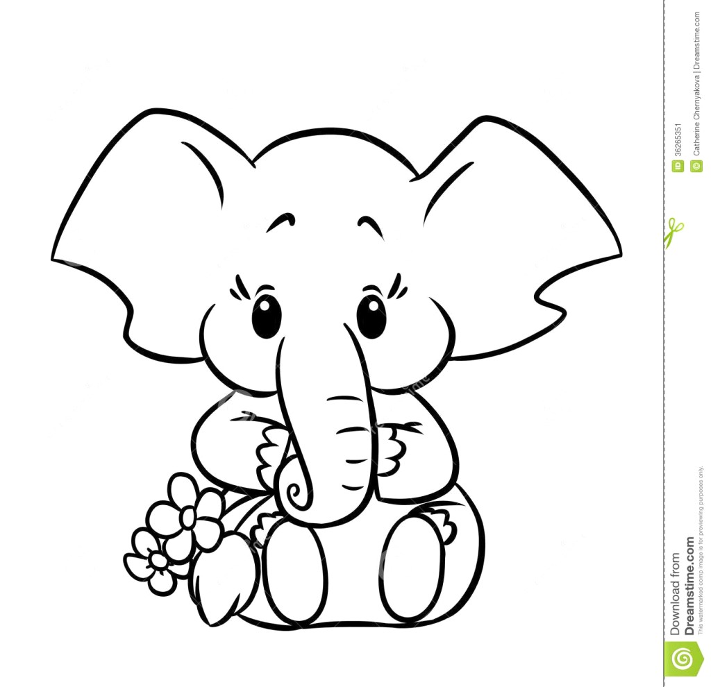 1024x990 Cute Baby Elephant Drawing