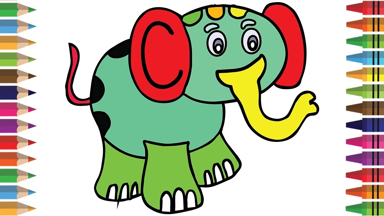 1280x720 Coloring Pages For Children How To Draw Elephant With Color