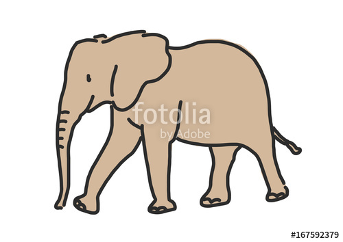 500x354 Elephant Line Drawing Hand Drawn Vector Illustration Stock