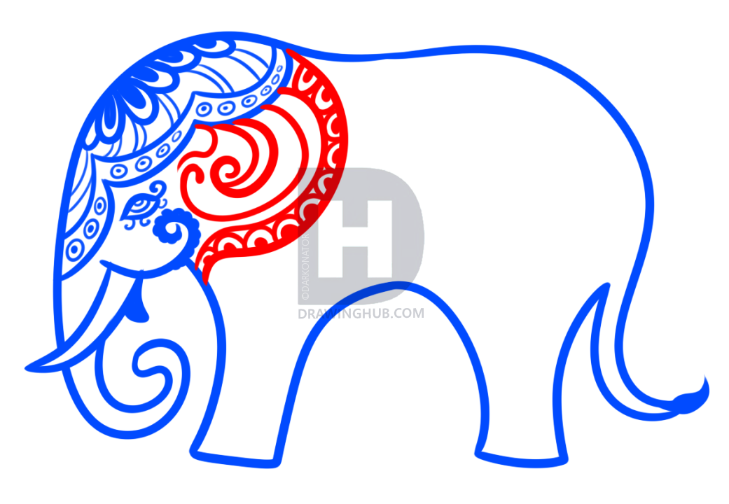 1041x720 Hindu Elephant Drawing Lesson, Step