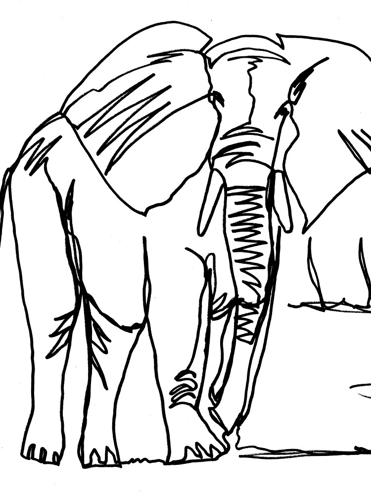 750x1000 African Elephant Continuous Line Drawing Drawstring Bag