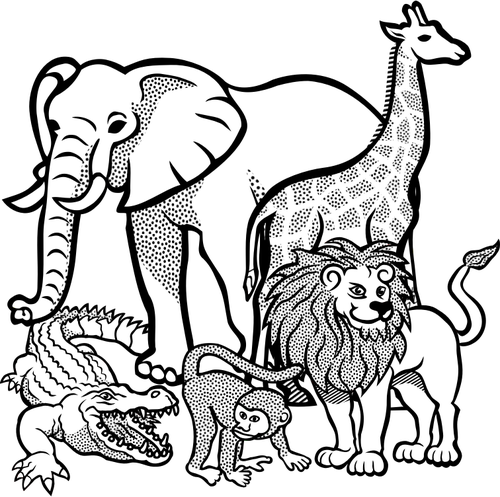 500x497 Outline Drawing Of African Animals