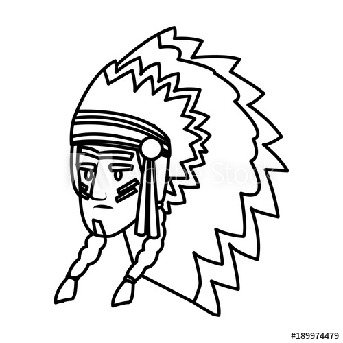 500x500 American Indian Face Icon Vector Illustration Graphic Design