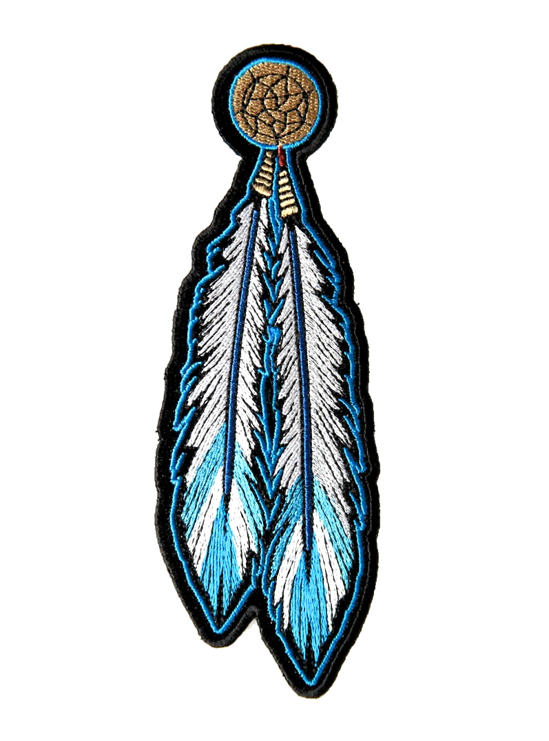 797x1077 Native Indian Blue Dream Catcher Feathers Biker Patch Leather