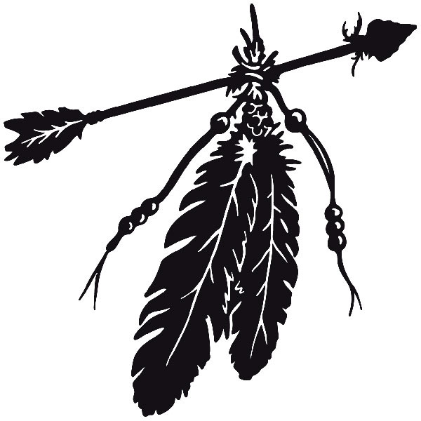 600x600 Wall Sticker Indian Arrow And Feathers