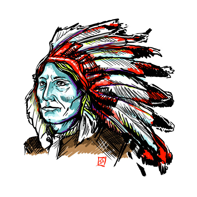 630x630 Colorful Native American With Feathers