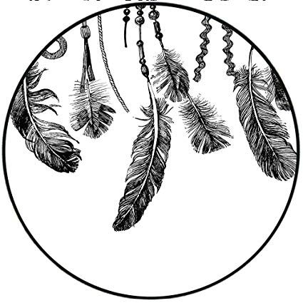 425x425 Short Plush Round Rug Native American Tribal Feathers