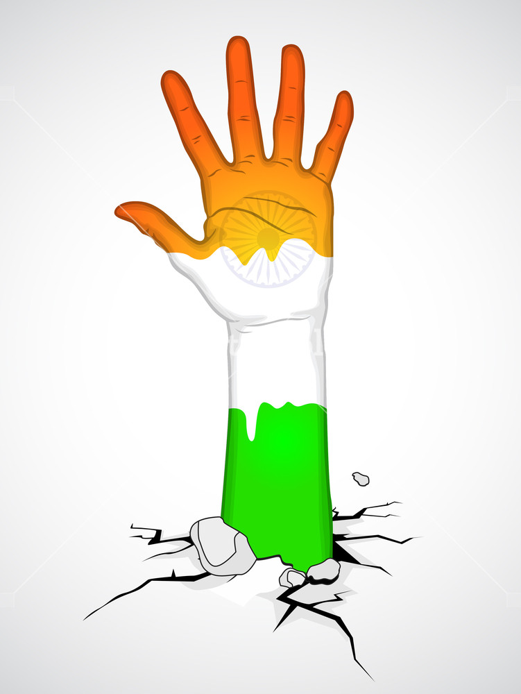 751x1000 Human Hand In Indian Flag Color Royalty Free Stock Image