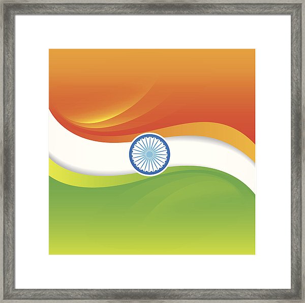 600x596 Wave Style Indian Flag Framed Print