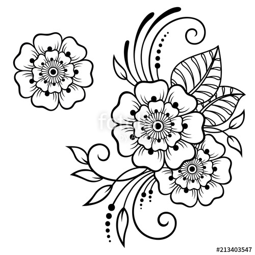 500x500 Set Of Mehndi Flower Pattern For Henna Drawing And Tattoo