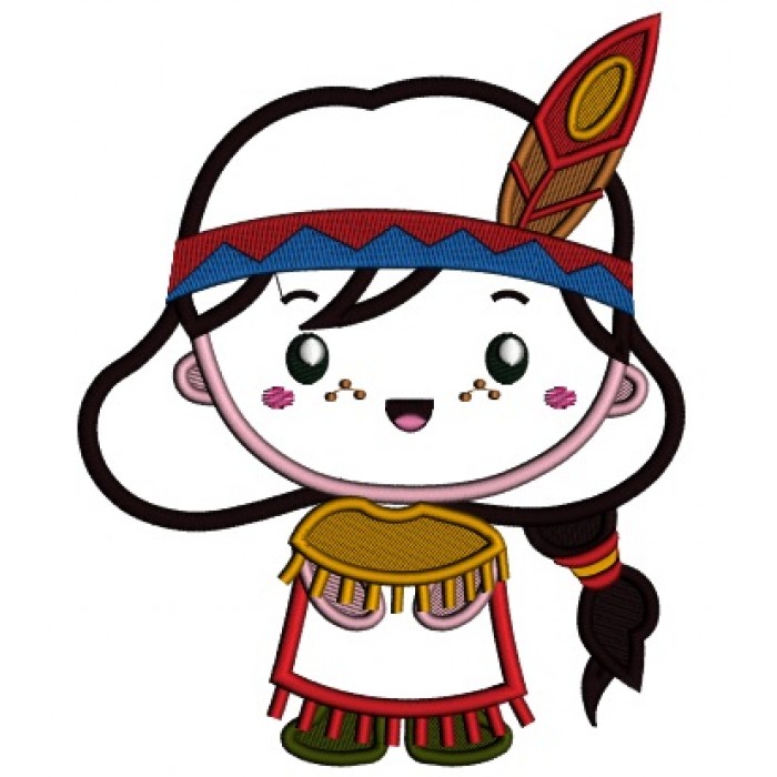 700x700 Indian Girl Embroidered Thanksgiving Collectibles