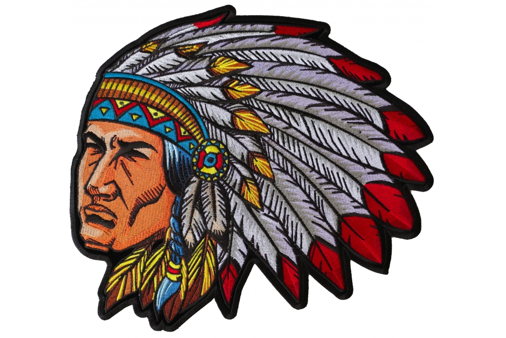 1000x667 Indian Head Dress Large Embroidered Iron On Patch