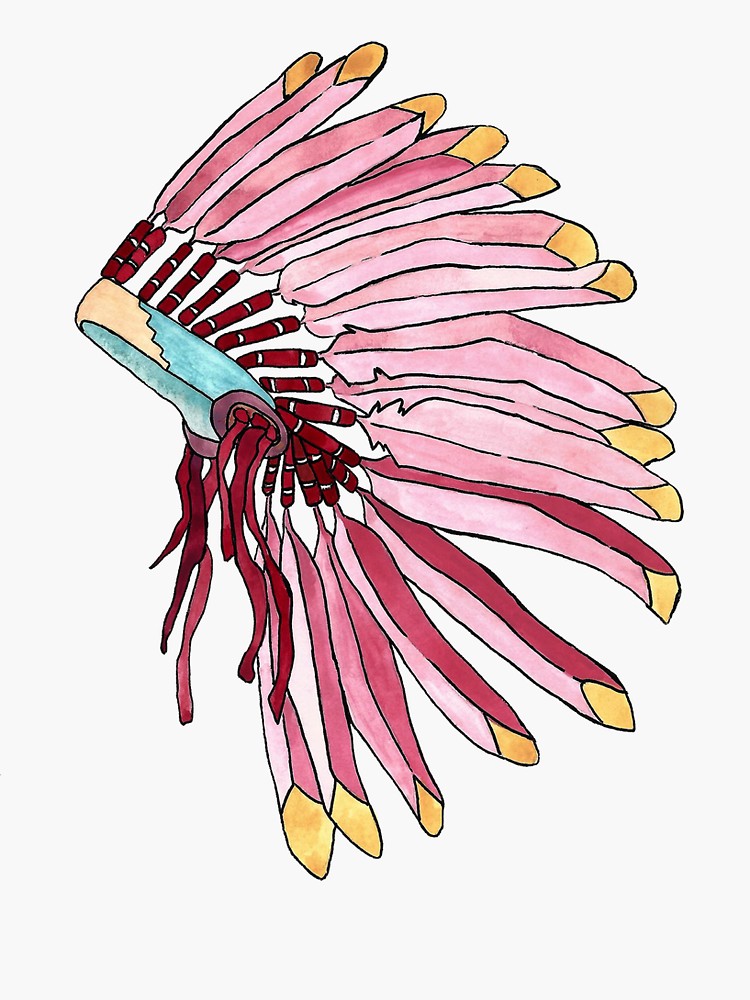 750x1000 Pink And Red Indian Head Dress Sticker