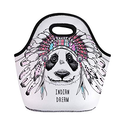 425x425 Semtomn Lunch Tote Bag Drawing Panda Portrait