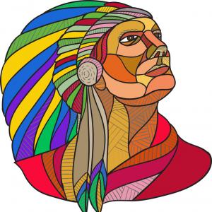 300x300 Indian Chief Skull In Engraving Style Vector Clipart Lazttweet